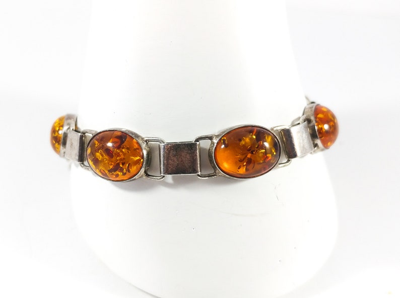 Amber Silver Bracelet Oval Amber Bracelet 1960/'s Sterling Polish Jewelry Baltic Amber Bracelet Breathtaking Natural Honey Amber Bracelet