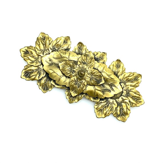 Rare! XL Art Nouveau Brooch, Stunning 3D Gold Floral … Gem