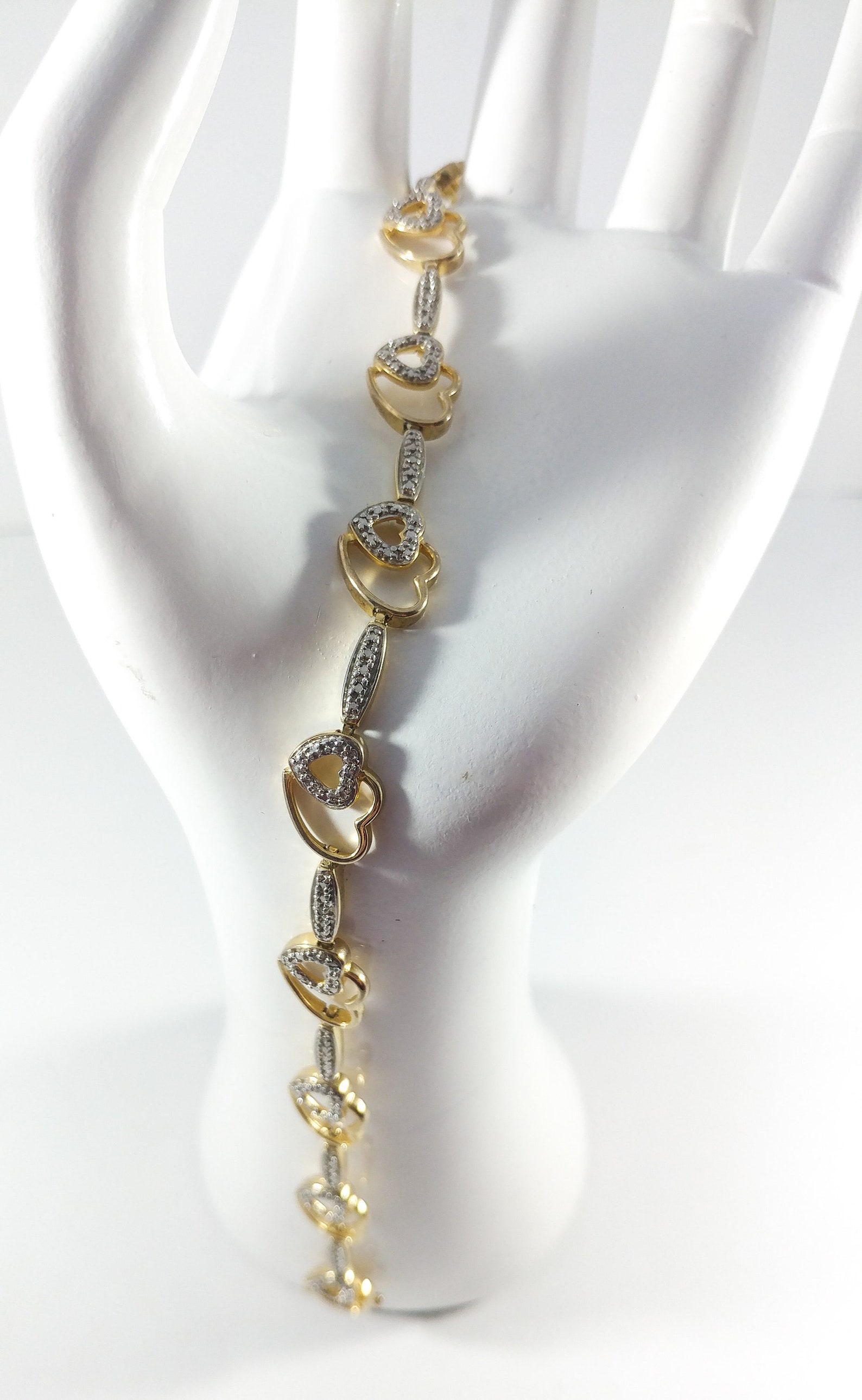 Diamond Heart Tennis Bracelet Gold and Silver Tennis Etsy