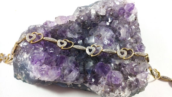 Diamond Heart Tennis Bracelet, Gold And Silver Ten