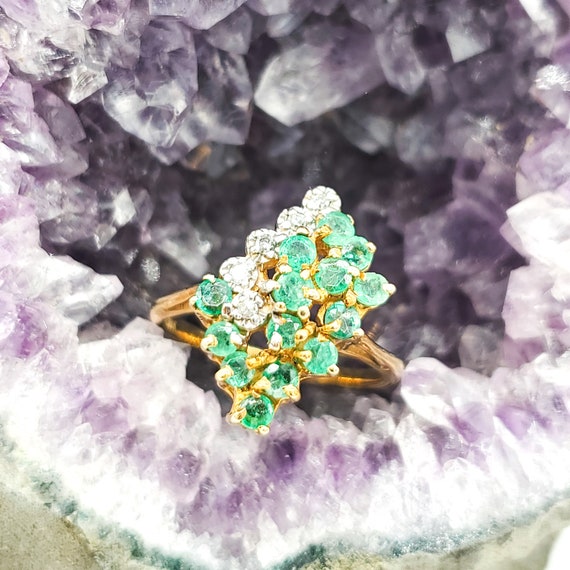 Gold Emerald Ring, 10K Solid Yellow Gold Ring With