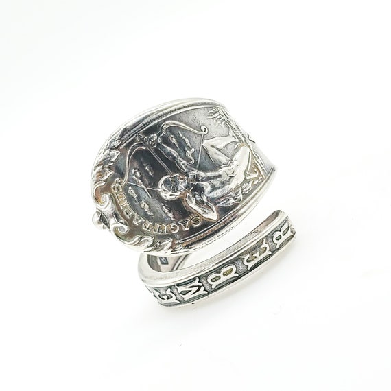 Zodiac Spoon Ring, Sagittarius Ring, Sterling Spoo