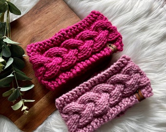 Hand knit cable style chunky headband