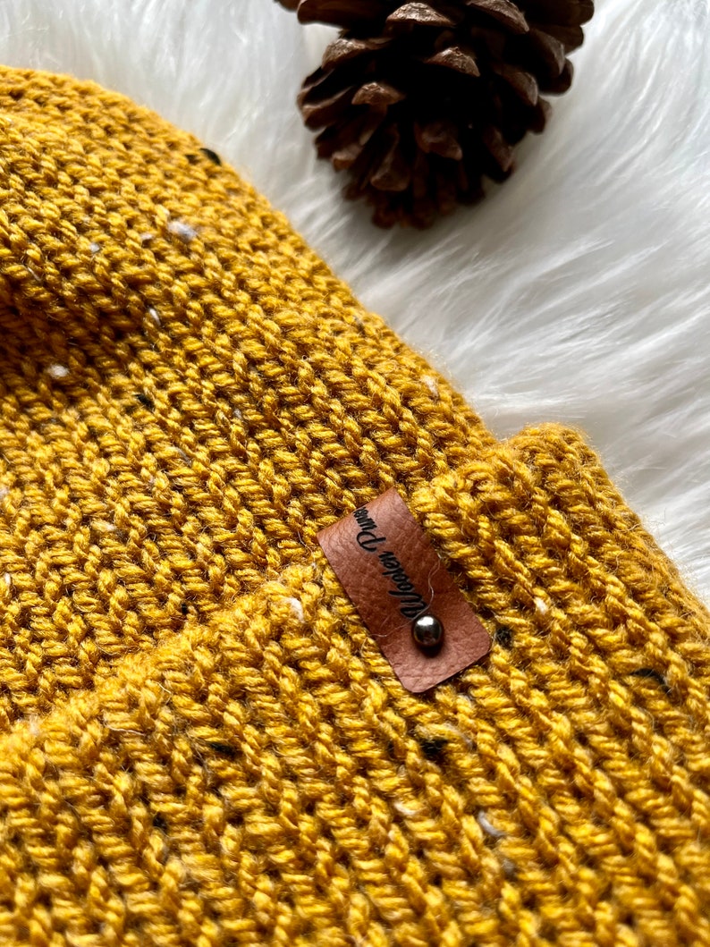 Mustard beanie hat image 2