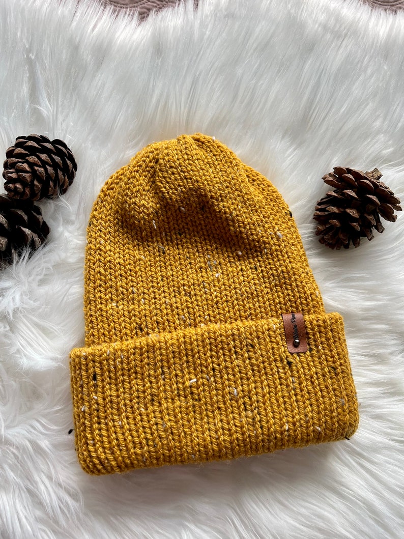 Mustard beanie hat image 1