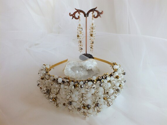 SALE NITA Crown Headbandtiara hairpiecefloral crownwedding accessorieshair jewellerybridecrowns photographyspring racingheadpiece