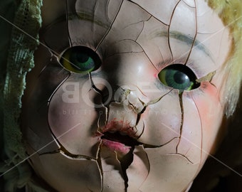 Abstract Creepy Doll Face Canvas Wall Art | Photo Reflects an Cracked, Aged Antique Doll Face | SOULlesss by Bill II | boaeGallery.com ©