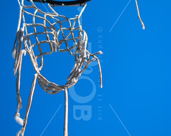 Basketball Hoop & Net Canvas Wall Art | Partial Basketball Net After Years of Fun and Sweat | nothing but net by Bill II | boaeGallery.com ©