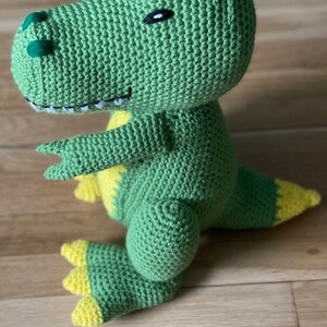 Handmade stuffed animal, dinosaur doll, T-Rex, knit by hand, Handmade baby gift image 7