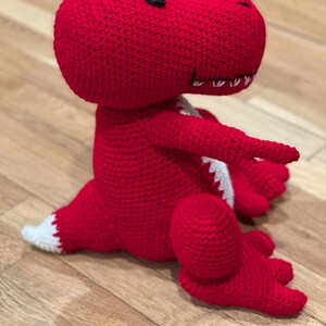 Handmade stuffed animal, dinosaur doll, T-Rex, knit by hand, Handmade baby gift image 5