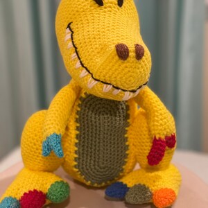 Handmade stuffed animal, dinosaur doll, T-Rex, knit by hand, Handmade baby gift image 9