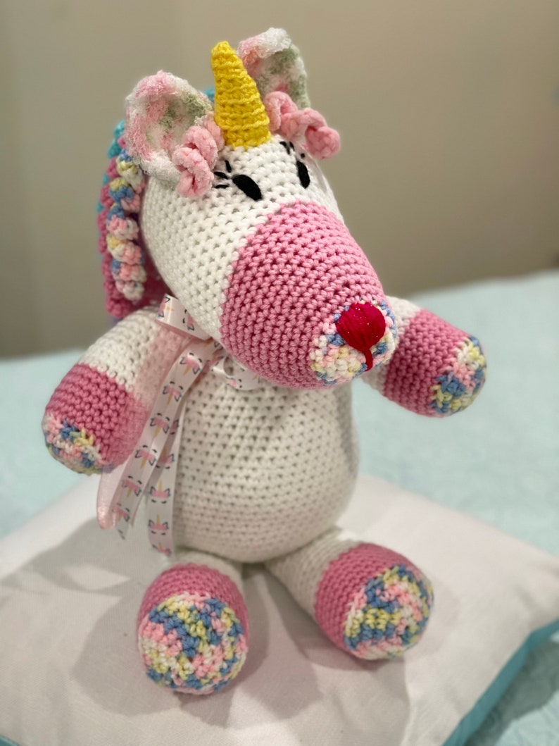 Handmade Stuffed Animal Unicorn Doll Dolls Knit by Hand Etsy