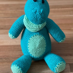 Handmade stuffed animal, dinosaur doll, T-Rex, knit by hand, Handmade baby gift image 2