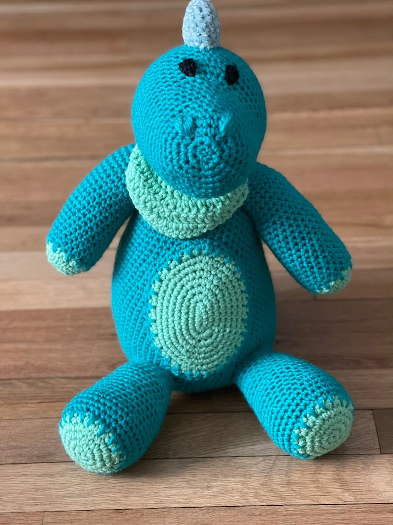 Handmade stuffed animal, dinosaur doll, T-Rex, knit by hand, Handmade baby gift image 2