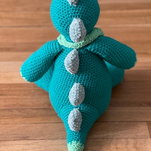 Handmade stuffed animal, dinosaur doll, T-Rex, knit by hand, Handmade baby gift image 4