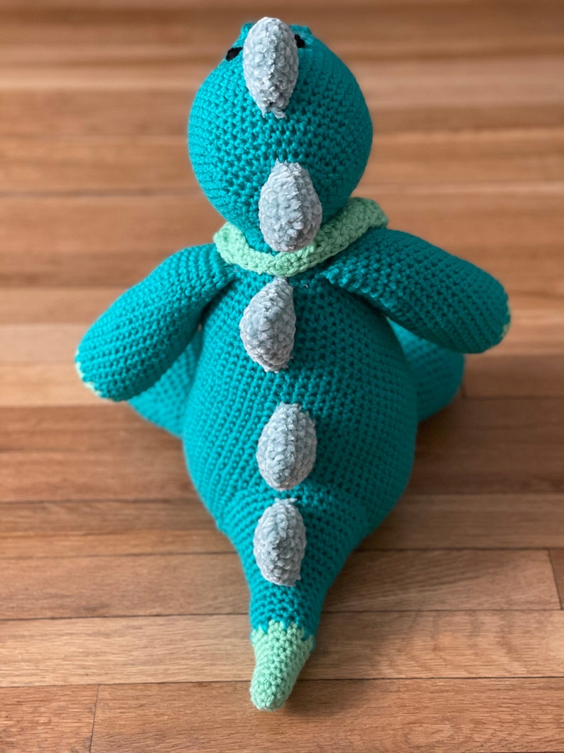 Handmade stuffed animal, dinosaur doll, T-Rex, knit by hand, Handmade baby gift image 4