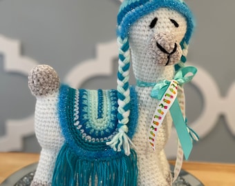 Handmade stuffed animal, llama doll, dolls, knit by hand, Handmade baby gift