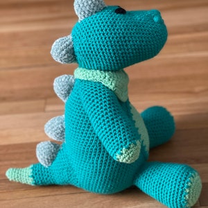 Handmade stuffed animal, dinosaur doll, T-Rex, knit by hand, Handmade baby gift image 3