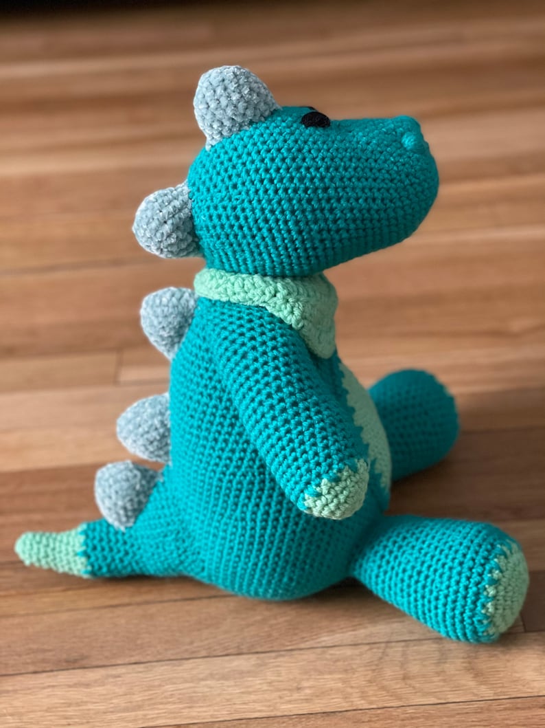 Handmade stuffed animal, dinosaur doll, T-Rex, knit by hand, Handmade baby gift image 3