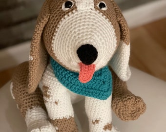 Handmade stuffed animal, puppy, dog, knit by hand, Handmade baby gift