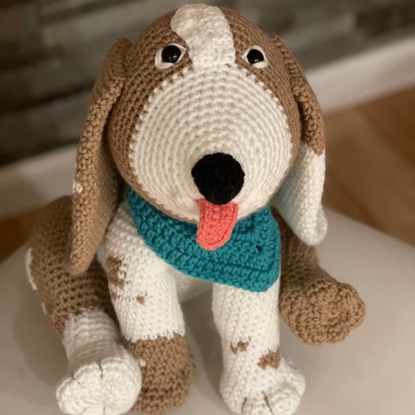 Handmade stuffed animal, puppy, dog, knit by hand, Handmade baby gift