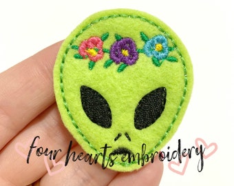 Floral Alien Feltie Design - UFO Feltie Design - Feltie Design - Feltie Pattern - Alien Feltie Design