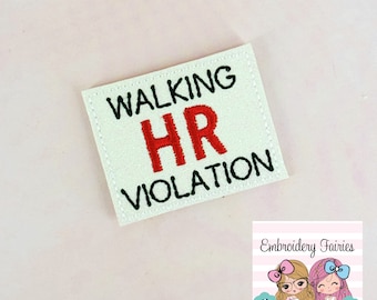 Violación de HR caminando, diseño divertido de Feltie, patrón de Feltie, archivo Feltie, mini patrón de bordado, diseño de bordado de máquina