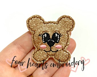 Fuzzy Teddy Feltie Design - Feltie Design - Feltie Pattern - Bear Feltie Design - Teddy Bear Feltie Design