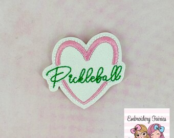 Pickleball Heart Feltie Design, Sports Feltie File, Embroidery Design, Mini Embroidery Design, In The Hoop Embroidery Pattern