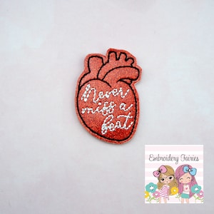 Never Miss A Beat Feltie File - Medical Feltie Design - Heart Feltie Design - Machine Embroidery Design - Embroidery File - Nurse Feltie