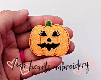 Girly Jack-O- Lantern Feltie Design - Feltie Design - Feltie Pattern - Halloween Feltie Design