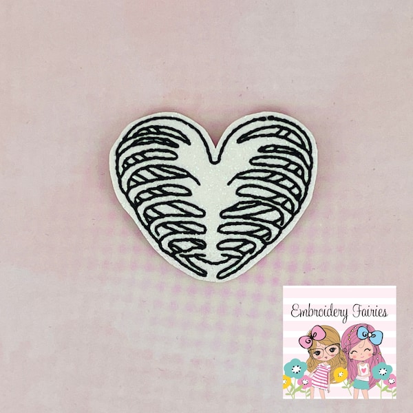 Heart Rib Cage Feltie Design, Medical Feltie Design, ITH Feltie Design, Feltie File, Machine Embroidery Design, Mini Emboirdery Design