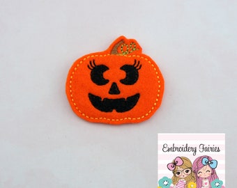 女の子用カボチャフェルトファイル - ハロウィンフェルトファイル - ITH 刺繍デザイン - 刺繍ファイル - フェルトファイル