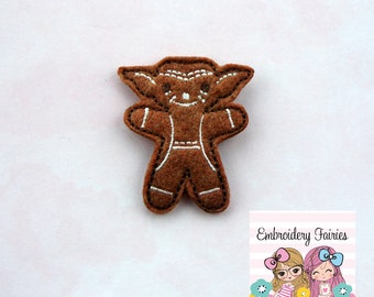 Gingerbread Yodah Feltie File - Feltie Design - Christmas Feltie - Machine Embroidery Design - Feltie Designs - Feltie Pattern - Feltie File