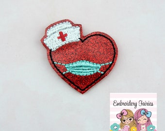 Healthcare Hero Heart Feltie File - Nurse Embroidery Design - Nurse Feltie Design - Healthcare Hero Feltie - Medical Feltie Design