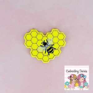 Honeycomb Heart Feltie Design - Feltie Design - ITH Design - Embroidery Design - Bee Feltie - Feltie File - Feltie Pattern - Bee Feltie