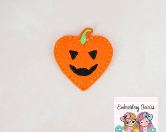 パンプキンハートフェルトファイル - ハロウィンフェルトファイル - 刺繍デジタルファイル - 機械刺繍デザイン - 刺繍ファイル - フェルトファイル