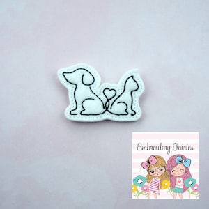 Cat and Dog Redwork Feltie File - ITH Design - Embroidery Digital File - Machine Embroidery Design - Embroidery File - Feltie Design