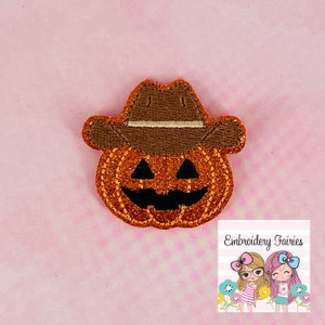 Cowboy Pumpkin Feltie File, Halloween Embroidery Digital File, ITH Design, Western Feltie Design, Feltie File, Machine Embroidery Design