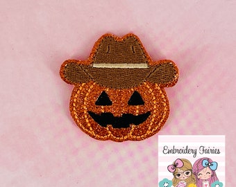 Cowboy Pumpkin Feltie File, Halloween Embroidery Digital File, ITH Design, Western Feltie Design, Feltie File, Machine Embroidery Design