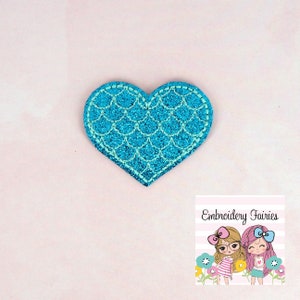 Mermaid Scale Heart Feltie - Digitial Embroidery File - Machine Embroidery Design - Embroidery Design- Mermaid Feltie - Heart Feltie
