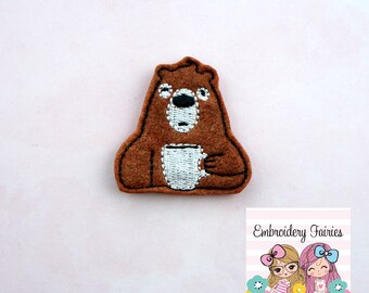 Bearly Awake Feltie File - Bear Feltie Design - ITH Design - Embroidery Digital File - Mini Embroidery Design - Bear Feltie - Coffee Feltie