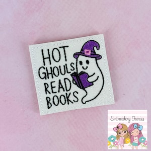 Hot Ghouls Read Books Feltie Design, Halloween Feltie File, Ghost Embroidery Design, Mini Embroidery Design, In The Hoop Embroidery Pattern