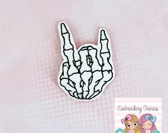 Rock On Skeleton Hand Feltie Design, Fall Feltie File, Halloween Feltie Design, Machine Embroidery Design, ITH Embroidery, Mini Embroidery