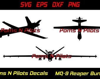 MQ-9 Reaper Digital SVG bundle / Pilot svg / Airplane svg / Jet svg / svg files for cricut