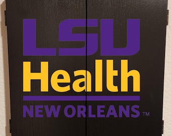 Officially Licensed LSU - Louisiana State University Tigers Dart Board Cabinet Black Finish