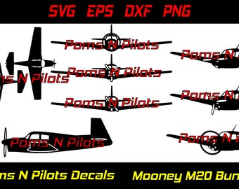 ムーニー M20 SVG バンドル / パイロット SVG / 飛行機 SVG / ジェット SVG / クリカット用 SVG ファイル / フライト スクール 飛行機 / 一般航空