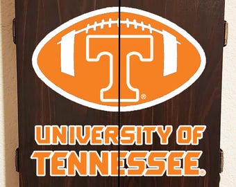 Officially Licensed University of Tennessee Volunteers - Electronic Dart Board Cabinet Wood Finish