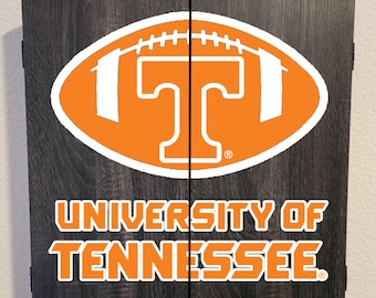Officially Licensed University of Tennessee Volunteers - Dart Board Cabinet Grey Wood Finish