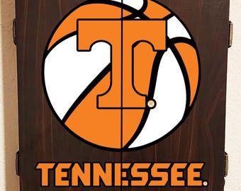 Officially Licensed University of Tennessee Volunteers - Electronic Dart Board Cabinet Wood Finish